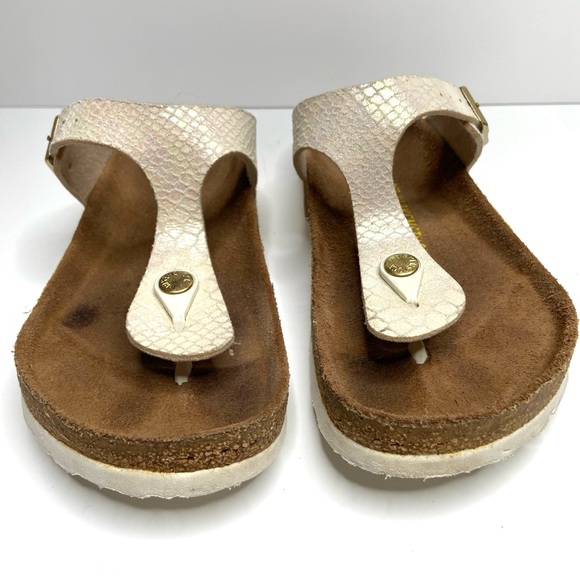 Birkenstock Iridescent White Snake-Print Thong Sandals - Picture 5 of 16